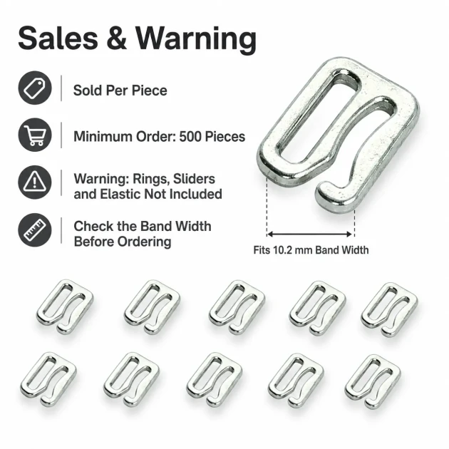 10 mm Zinc Alloy Bra and Peignoir Hook suitable for lingerie production and clothing accessories