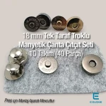 18 mm - 0,71" Single Cap Magnetic Bag Snap Set 10 Sets (40 Pieces) 10132TekTPK10