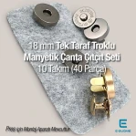 18 mm Tek Taraf Troklu Manyetik Çanta Çıtçıt Seti 10 Takım (40 Parça) 10132TekTPK10