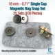 18 mm (0.71") Single Cap Magnetic Bag Snap Set 25 Sets (100 Pieces) 10132TekTPK25