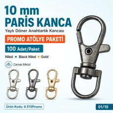 10 mm Paris Kanca Yaylı Döner Anahtarlık Kancası 100 Adet A 510Promo