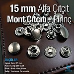 Alfa Çıtçıt Düğme Pirinç 15 mm Metal Çıtçıt Düğme C0001PR