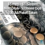 15 mm Çıtçıt Antik Sarı Paslanmaz 100 Adet/Paket 61 Çıtçıt Düğme C0004P15PKAntS