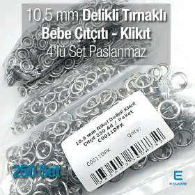 10,5 mm Paslanmaz Nikel Delikli Klikıt Çıtçıt 250 Adet/ Paket C0011DPK
