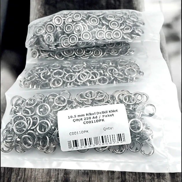 10.5 mm Stainless Steel Nickel-Plated Perforated Snap Fastener, 250 Pieces/Pack C0011DPK