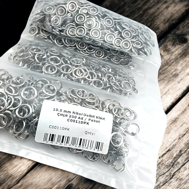 10.5 mm Stainless Steel Nickel-Plated Perforated Snap Fastener, 250 Pieces/Pack C0011DPK