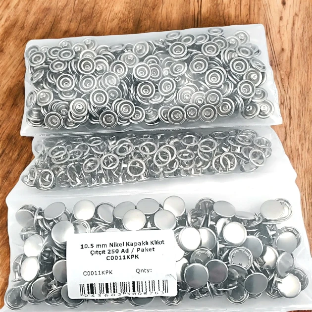 10.5 mm Stainless Steel Nickel-Plated Snap Fasteners, 250 Pieces/Pack C0011KP