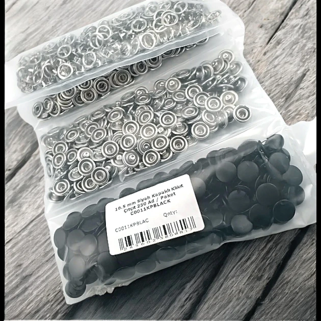 10.5 mm Stainless Steel Black Cap Snap Fastener, 250 Pieces/Pack C0011KPBLACK