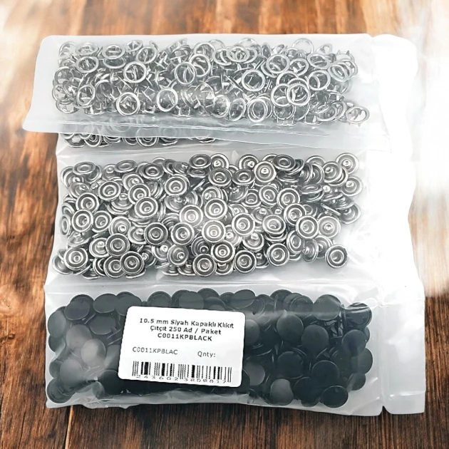 10.5 mm Stainless Steel Black Cap Snap Fastener, 250 Pieces/Pack C0011KPBLACK
