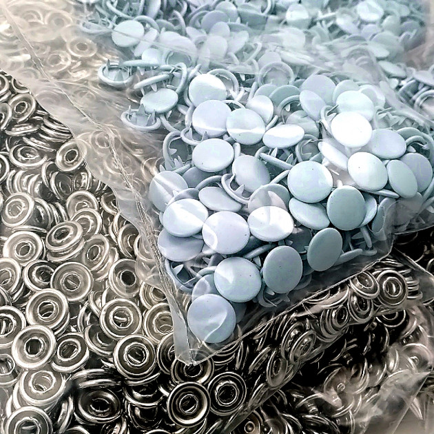 Prong Snap Fastener with Cover 9.5mm - 3/8" Pastel Blue Painted Stainless 250 Pcs/Pack C0014PromoPBlue