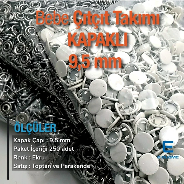 Prong Snap Fastener with Cover 9.5mm - 3/8" Ecru Painted Stainless 250 Pieces/Pack C0014PromoPEcru