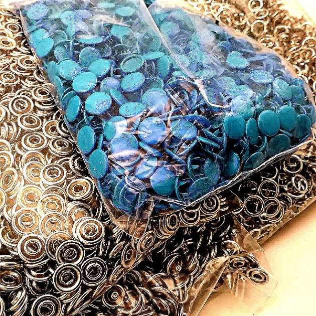 Prong Snap Fastener with Cover 9.5mm - 3/8" Saxe Blue Painted Stainless Steel 250 Pieces/Pack C0014PromoS Blue