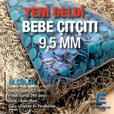Bebe Çıtçıt Kapaklı 9,5 mm Saks Mavi Boyalı Paslanmaz 250 Ad/Paket C0014PromoSMavi
