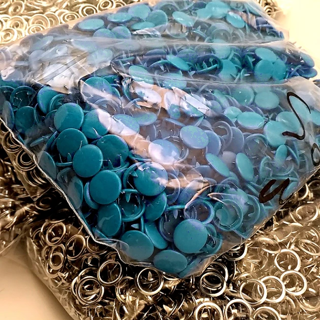 Prong Snap Fastener with Cover 9.5mm - 3/8" Saxe Blue Painted Stainless Steel 250 Pieces/Pack C0014PromoS Blue