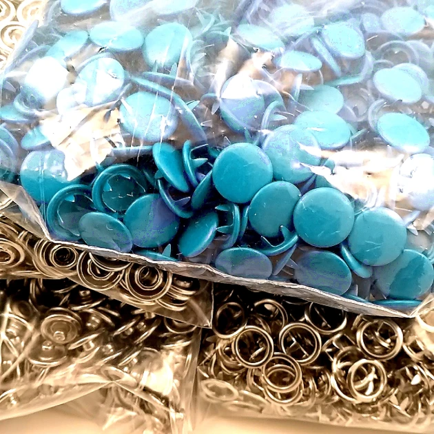 Prong Snap Fastener with Cover 9.5mm - 3/8" Saxe Blue Painted Stainless Steel 250 Pieces/Pack C0014PromoS Blue