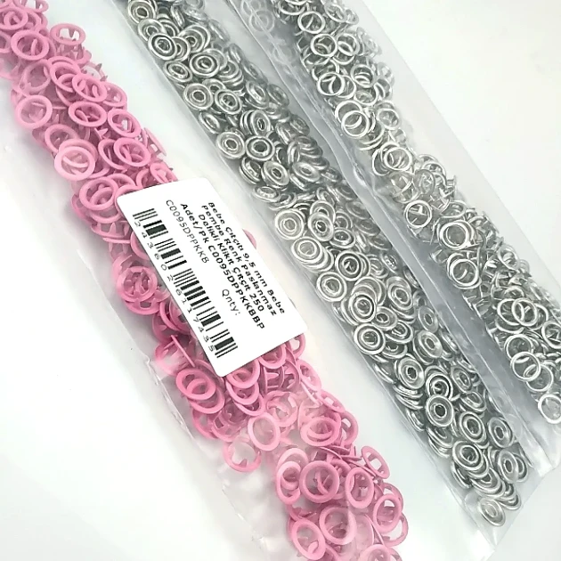 9.5 mm / 0.37 in Baby Pink Stainless Eyelet-Style Klıkit Baby Snap Fastener for babywear and children's clothing