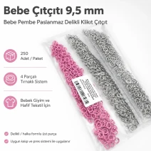 9.5 mm / 0.37 in Baby Pink Stainless Eyelet-Style Klıkit Baby Snap – 250 Sets C0095DPPKKBBP