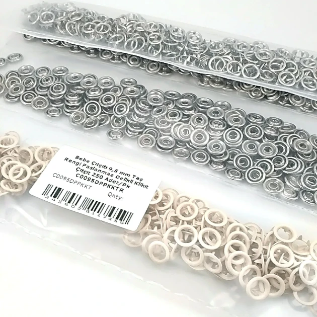 9.5 mm / 0.37 in Dark Green Stainless Eyelet-Style Klıkit Baby Snap Fastener for Babywear and Children's Clothing