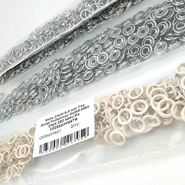 9.5 mm / 0.37 in Dark Green Stainless Eyelet-Style Klıkit Baby Snap Fastener for Babywear and Children's Clothing