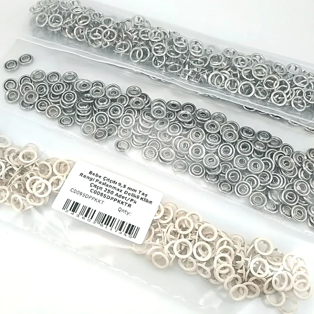 9.5 mm / 0.37 in Dark Green Stainless Eyelet-Style Klıkit Baby Snap Fastener for Babywear and Children's Clothing