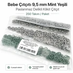 9.5 mm / 0.37 in Mint Green Stainless Eyelet-Style Klıkit Baby Snap – 250 Sets C0095DPPKMY