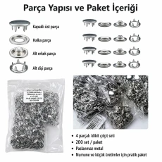 9.5 mm / 0.37 in Stainless Capped Baby Prong Snap Fasteners, 200 Sets/Pack C0095KPPK