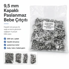 9.5 mm / 0.37 in Stainless Capped Baby Prong Snap Fasteners, 200 Sets/Pack C0095KPPK