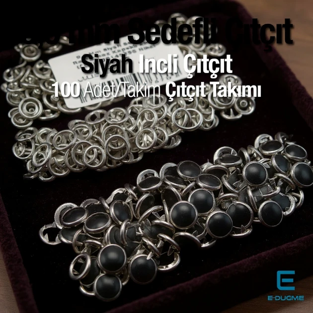 9.5 mm Black Pearl Stainless Baby Snap Fasteners, 100 Sets – C0095SPPKBLK