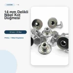 14 mm Delikli Kot Düğmesi Nikel Sabit Çanaklı 100 Adet/Paket DK00014DDUZPPROMO
