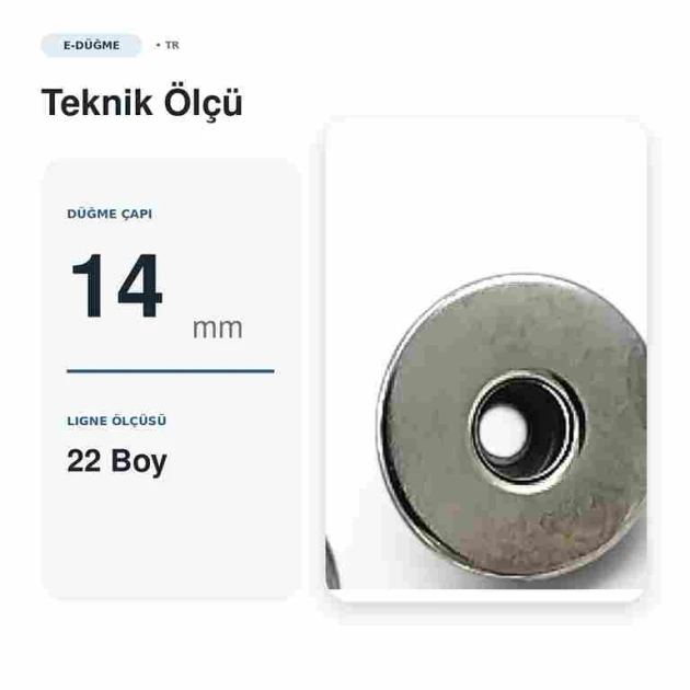 14 mm Delikli Kot Düğmesi Nikel Sabit Çanaklı, 100 Adet/Paket, Jean pantolon ve çanta detayları için ideal