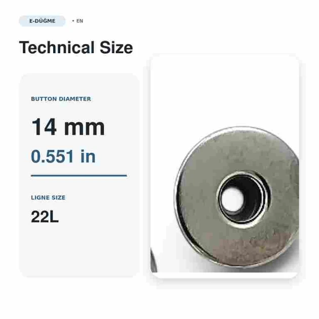 14 mm Delikli Kot Düğmesi Nikel Sabit Çanaklı, 100 Adet/Paket, Jean pantolon ve çanta detayları için ideal