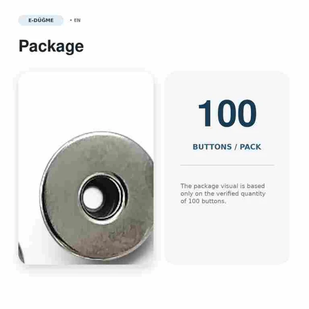 14 mm Delikli Kot Düğmesi Nikel Sabit Çanaklı, 100 Adet/Paket, Jean pantolon ve çanta detayları için ideal