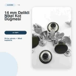 14 mm Delikli Nikel Kot Düğmesi 100 Adet/Paket DK00014DDUZPROMO2