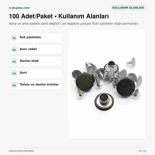 14 mm / 0.551 in Pierced Nickel Jeans Button made of brass, pack of 100, ideal for jeans and denim garments