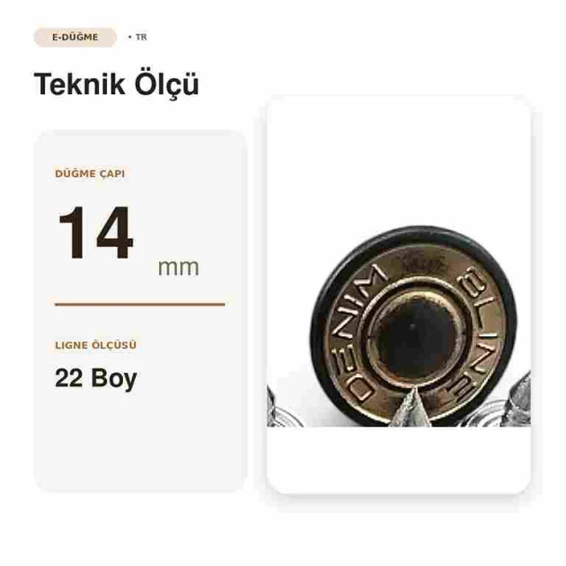 14 mm kot düğmesi, sarı oksit kaplama, plastik altlı, çanta ve mont kullanımına uygun, 100 adet paket