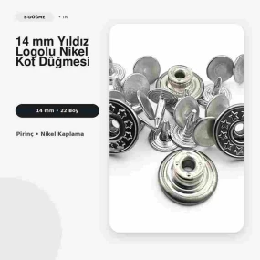 14 mm / 22 L Yıldız Logolu Pirinç Kot Düğmesi Nikel 75 Adet/Paket DK00014YLDZPPROMO