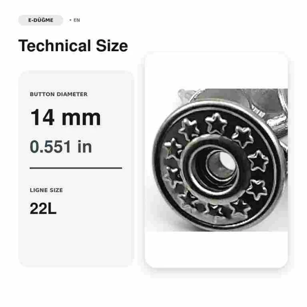 14 mm Star Logo Brass Jeans Button in Nickel Color, Pack of 75, Ideal for Denim Garments