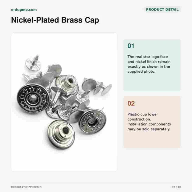 14 mm / 0.55 in Star Logo Nickel-Plated Jeans Button with Plastic Cup - Pack of 75