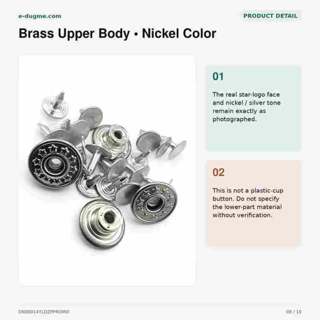 14 mm Star Logo Brass Jeans Button in Nickel Color, Pack of 75, Ideal for Denim Garments