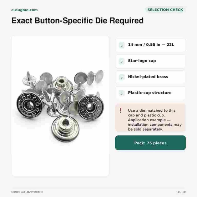 14 mm / 0.55 in Star Logo Nickel-Plated Jeans Button with Plastic Cup - Pack of 75