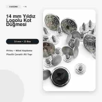 14 mm / 22 L Yıldız Logolu Pirinç Kot Düğmesi Nikel Plastik Çanaklı 75 Adet/Paket DK00014YLDZPPROMO2