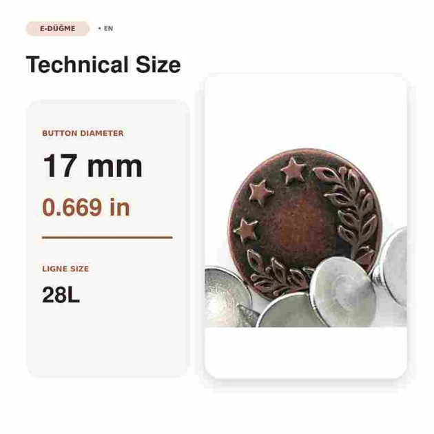 17 mm Çelenk Logolu Kot Düğmesi Bakır Oksit Renk 100 Adet/Paket, dayanıklı metalik siyah kaplama ile jean pantolon, kot