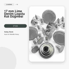 17 mm Lime Denim Logolu Kalay Renk Kot Düğmesi 100 Adet/Paket DK00017LDNMPROMO