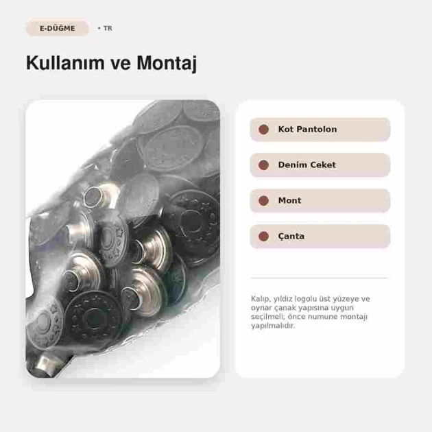 17 mm Yıldız Logolu Bakır Oksit Kot Düğmesi, 100 Adet/Paket - Dayanıklı ve Estetik