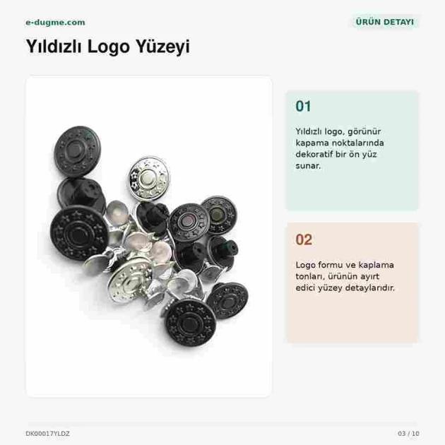 17 mm / 0.67 in Star Logo Jeans Button with Plastic Back, 100 pcs/Pack, durable metal buttons for denim projects