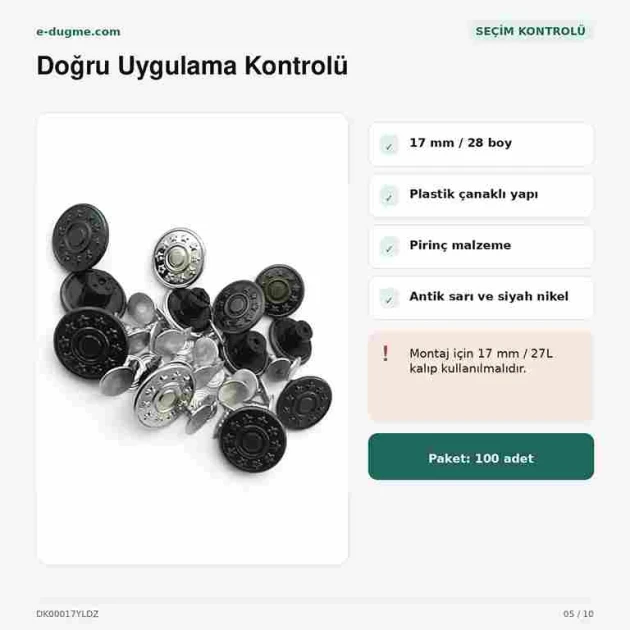 17 mm / 0.67 in Star Logo Jeans Button with Plastic Back, 100 pcs/Pack, durable metal buttons for denim projects