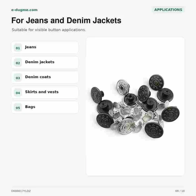 17 mm / 0.67 in Star Logo Jeans Button with Plastic Back, 100 pcs/Pack, durable metal buttons for denim projects