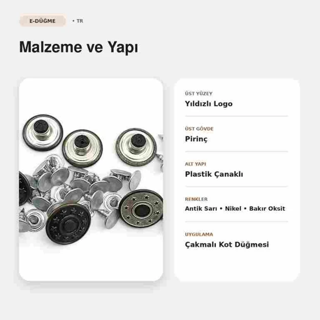 17 mm Yıldızlı Logo Kot Düğmesi, çakmalı pantolon düğmesi, denim ürünleri için uygun, pirinç malzeme ve plastik çanaklı yapı