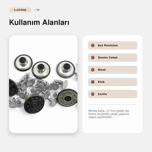 17 mm Yıldızlı Logo Kot Düğmesi, çakmalı pantolon düğmesi, denim ürünleri için uygun, pirinç malzeme ve plastik çanaklı yapı