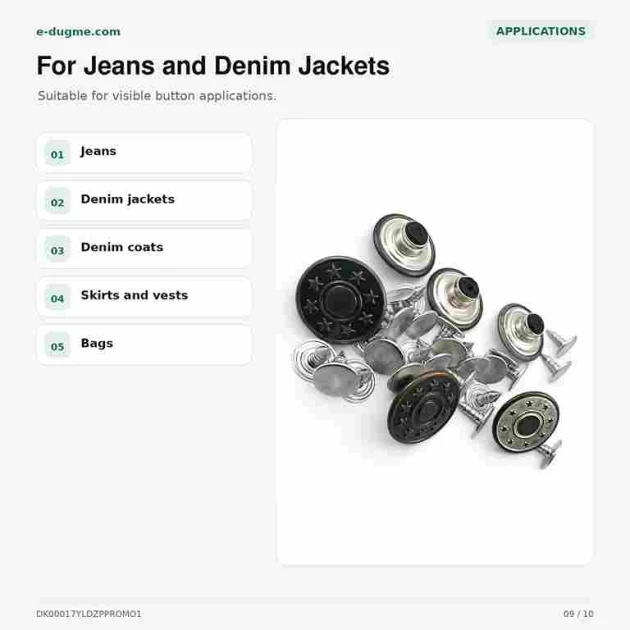 17 mm / 0.67 in Star Logo Jeans Button with Plastic Back, 100 pcs/Pack - Durable and Stylish Fastening for Denim Garments